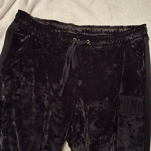 PINK/ Victoria Secret Black Velvet Joggers